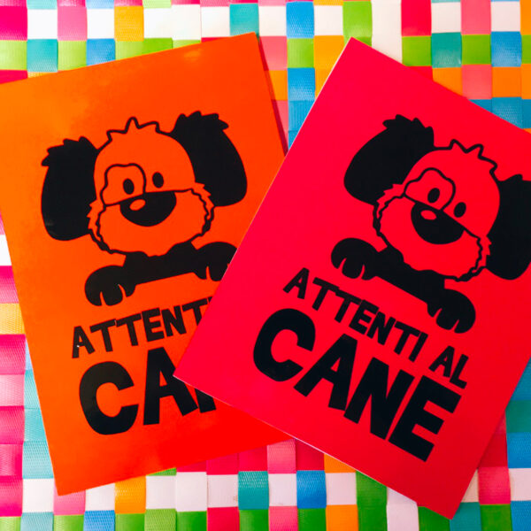 04-attenti_al_cane_ARANCIONE2_quadretto_adesivo_serezze
