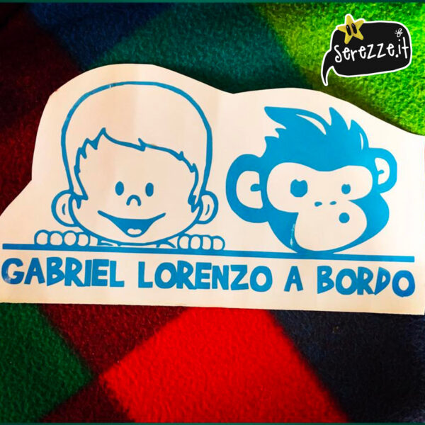 01_BEBEaBORDO_gabriel_scimmia_adesivo_serezze bebè a bordo