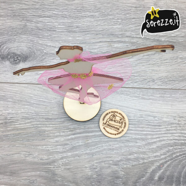 02_BALLERINA_rosa_stelleORO_nastrini_laser_serezze topper cake