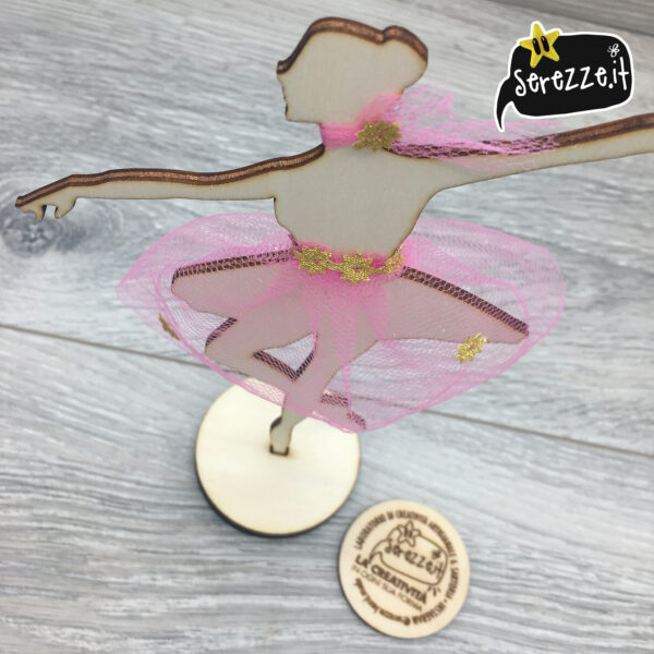 03_BALLERINA_rosa_stelleORO_nastrini_laser_serezze topper cake