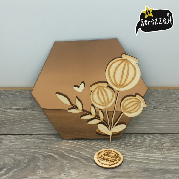 03_ROMBO_fiori_DORATO_3-laser_serezze specchio con fiori